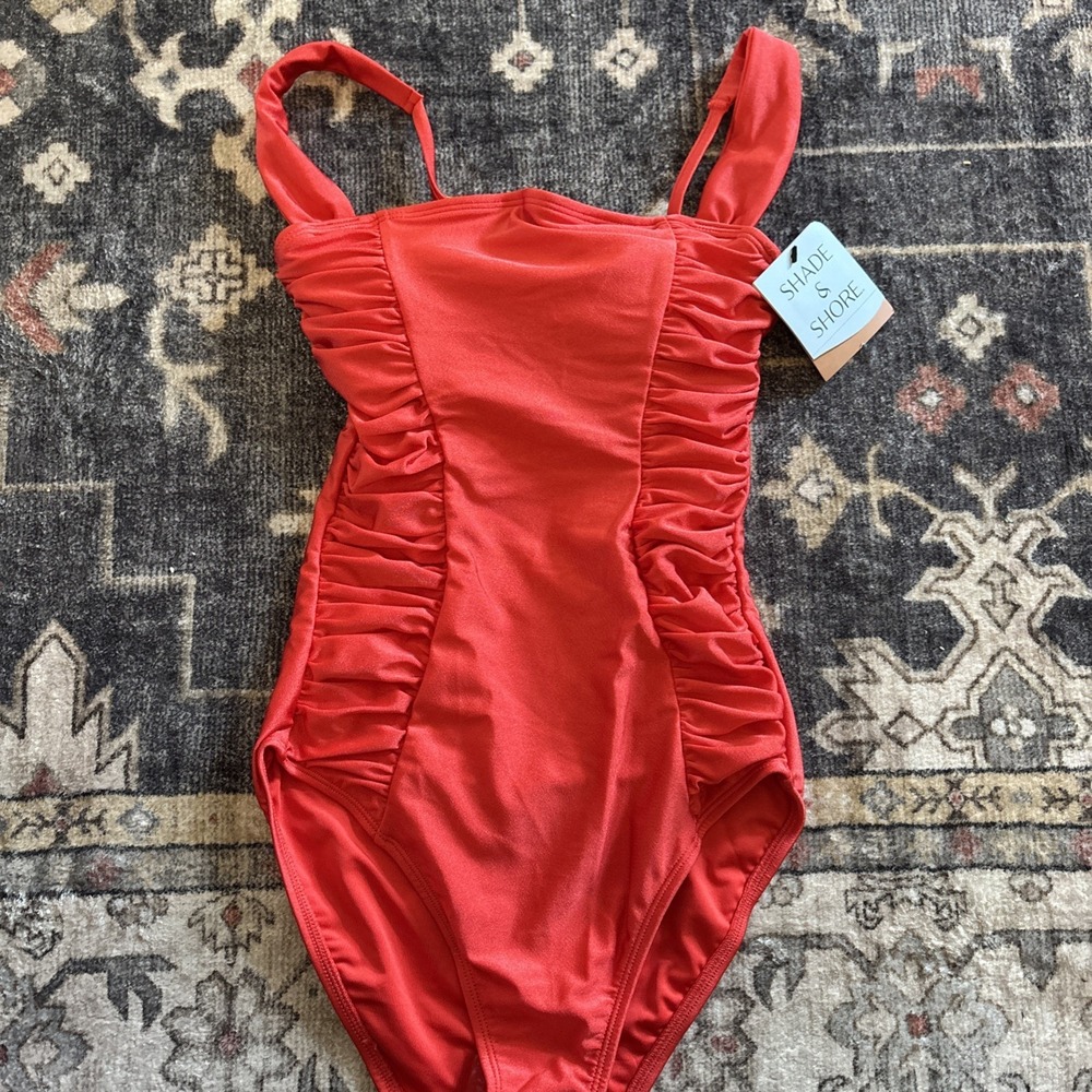 Shade & Shore Women's Red One Piece Swimsuit Medium Seat Coverage Size XL